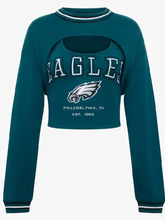 Philadelphia Eagles Midnight Green Fleece Shrug Cami