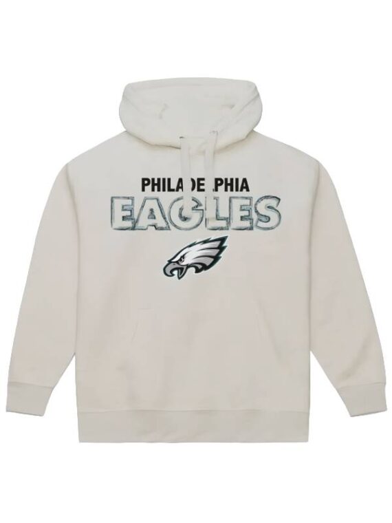 Philadelphia Eagles Sketch Outline White Hoodie