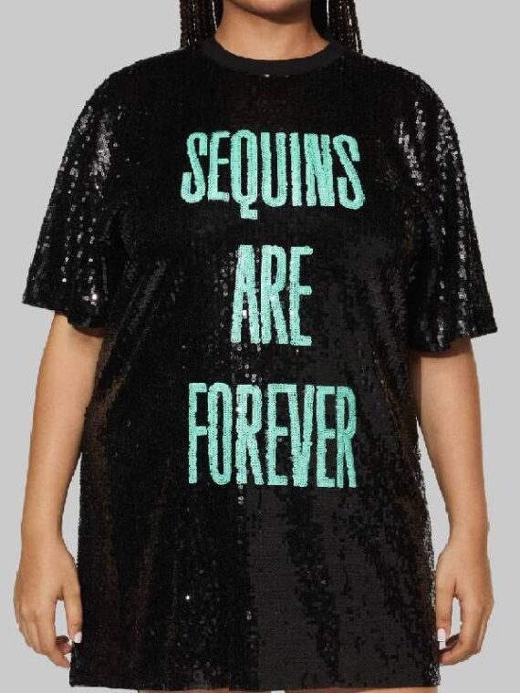 Taylor Swift Sequins Are Forever Black T-Shirt Dress