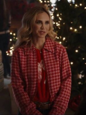 Movie A Royal Montana Christmas 2025 Fiona Gubelmann Pink Houndstooth Jacket