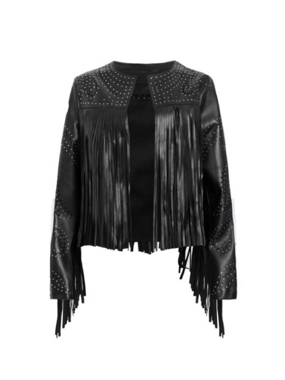 The Voice S28 Reba McEntire Fringed Studded Leather Jacket