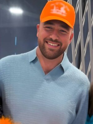 Travis Kelce Long Sleeve Light Blue Polo Sweater
