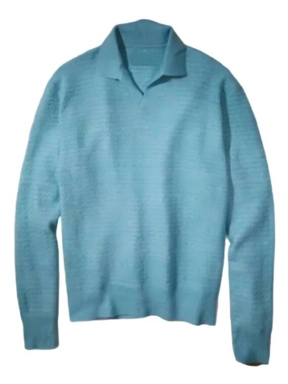 Travis Kelce Long Sleeve Light Blue Polo Sweater