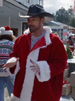 Warren Christie TV Movie A Royal Montana Christmas 2025 Shearling Trim Christmas Red Coat